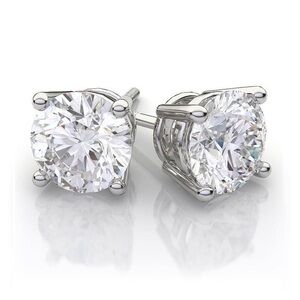 Renaissance Collection 16k White Gold Over 925 Sterling Silver CZ Round Studs